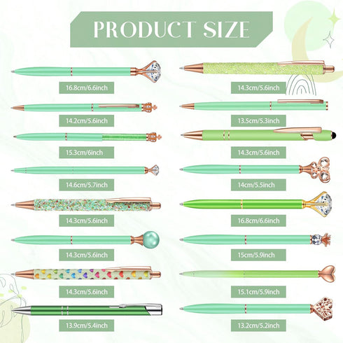16 Pcs Ballpoint Pens Set Metal Crystal Diamond Pen Glitter Pens for Journaling Pretty Cute Pens Black Ink Retractable Fancy Pens Gifts for Women ...