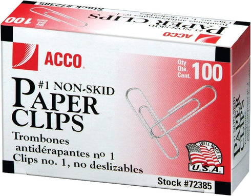 ACCO Paper Clips, 1 Size, Economy, Non-skid, 100/Box (4)...