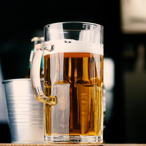 BaveL Style Extra Large Beer Mug 34 Ounce,Large Glass Mugs With Handle,One Liter German Beer Stein Super Mug (34 oz)...