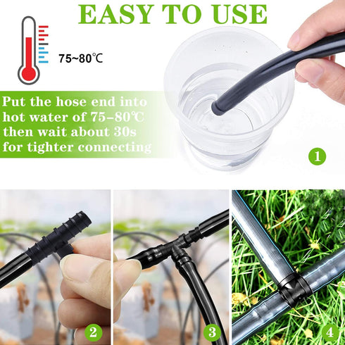 50PCS Drip Irrigation Barbed Tee Fitting Kits for 1/2 Inch Tubing 16MM OD .600" ID Barbed Tee Connectors Drip Line Connector Drip Hose Connector D...