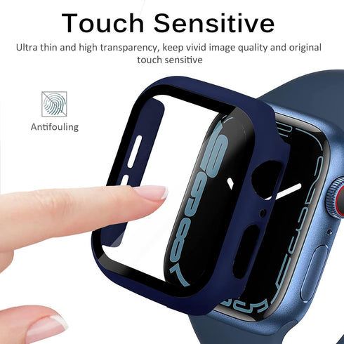 Miimall Compatible for Apple Watch Series 8 Case 45mm with Screen Protector Anti-Scratch Shockproof Hard PC and Tempered Glass Film Bumper Case fo...