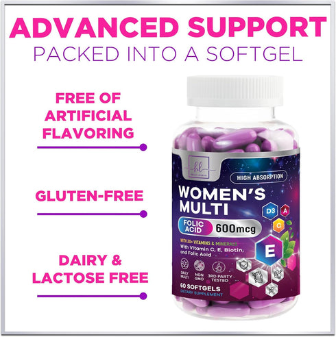 Womens Complete Multivitamin - Once Daily Women's Multi with Vitamin A, B6, B12, C, D, Biotin, Folate, Iron & Zinc, Energy & Immune Health Support...