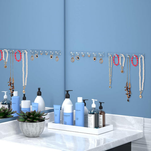 AITEE Necklace Holder, Acrylic Necklace Organizer Wall Mounted with 6 Hooks, for Hanging Necklace, Jewelry, Bangles, Bracelets and Rings, Best Gif...