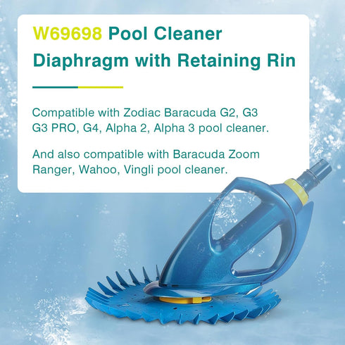 ANTOBLE G3 G3 PRO Pool Cleaner Diaphragm W69698 with Retaining Ring W81600 Replacement for Zodiac Baracuda G2, G3, G3 PRO, G4 and Vingli Pool Clea...