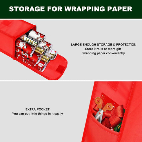 Demao 2 Pack Wrapping Paper Storage Bag 31", Resistant Gift Wrap Paper Storage Organizer Container for Christmas Paper Rolls Storage Holder Great ...