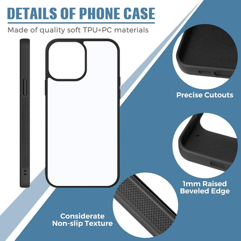 Flutesan 6 Pieces Sublimation Blank Phone Case Covers Blank Printable TPU Heat Press Black Edge Cover for DIY Customized Heat Transfer(Compatible ...