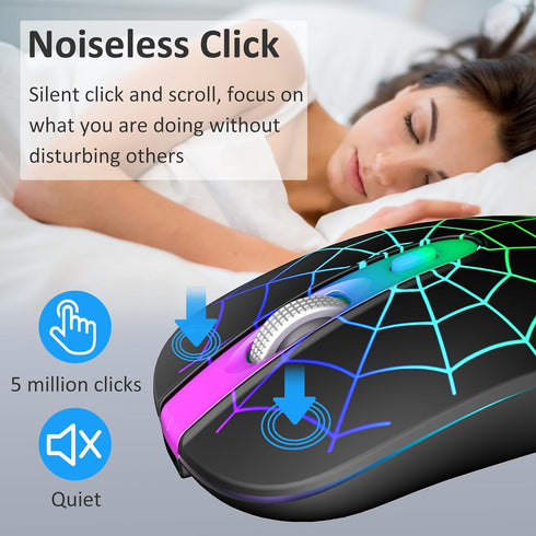 TaIYanG Wireless Mouse, 2.4G Portable Optical Quiet Cute Mouse with USB Receiver and Type C Adapter, 3 Adjustable DPI LED Wireless Mouse for Lapto...