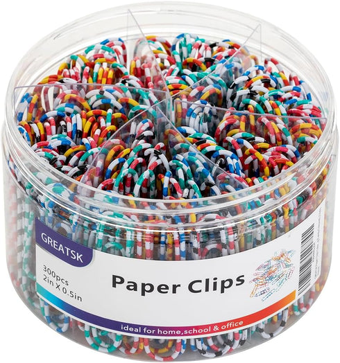 Paper Clips Colorful, 300PCS Small Medium and Jumbo?1.1 inch & 1.3 inch & 2 inch?, Durable and Rustproof, Large Great for Office School Organizing...