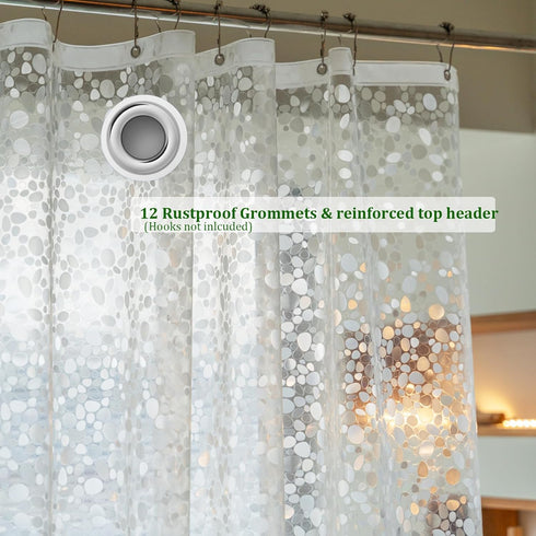 Shower Curtain Liner 75inches Long, EVA Waterproof Weighted Heavy Duty Bathroom Shower Liner with 3 Strong Magnets and 12 Rust Proof Grommets, Cob...