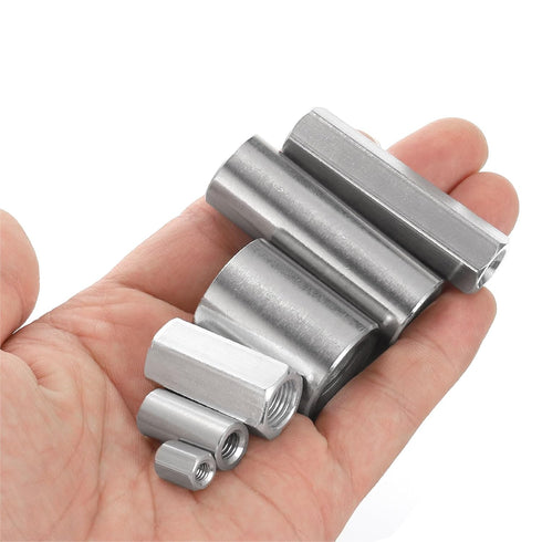 uxcell M8x1.25mm Coupling Nuts, 10 Pcs 304 Stainless Steel Galvanized Hex Rod Coupling Nuts Threaded Rod Connectors 50mm, for Industrial Construct...
