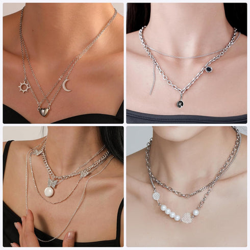 Ecoofor Necklace Chains for Jewelry Making, 62.3 Feet 8 Rolls 304 Stainless Steel Jewelry Chains for DIY Necklace Bracelet Jewelry Making with Sta...