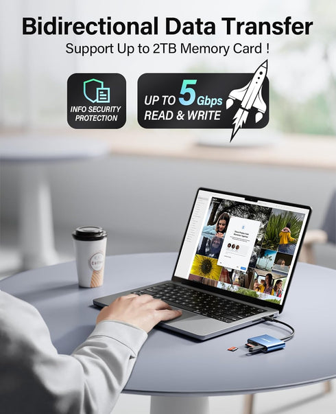 Hicober USB C to SD Card Reader, Micro SD Memory Card Reader, Type C to SD Card Reader Adapter 2TB Capacity for MacBook Camera Android Windows Lin...