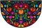 Half Round Door Mat Mexican Fiesta Door Mat Flower Dahlia Outdoor Entrance,for Outside Entry 18x30 in Wear Resistant Semi Circle Floor Mats Area R...