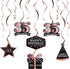 LINGTEER Happy 35th Birthday Decorations - 12 Pcs Birthday Black & Rose Gold Foil Swirls Streamer Set,Cheers to 35 Years Old Bday Party Gift Decor...