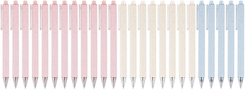 Gel Pens, Cute Pink Black Ink Pens, Pastel Pens, Retractable Rolling Ball Gel Pens, Black Ink 0.5mm Extra Fine Point, 25PCS...