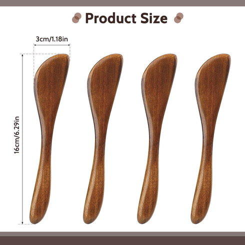 4Pcs Wooden Butter Knife 6 Inch Jelly Cheese Spreaders Sandwich Spreaders Condiment Knive Wooden Mini Spatulas for Kitchen...