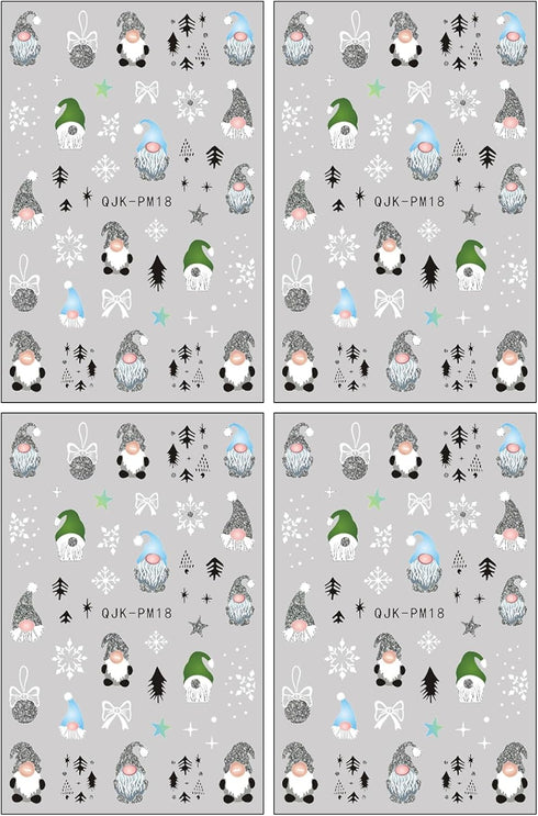 JMEOWIO 4 Sheets Christmas Glitter Nail Art Stickers Decals Self-Adhesive Pegatinas Uñas Snowflake Xmas Winter Holiday Santa Cute Nail Supplies Na...
