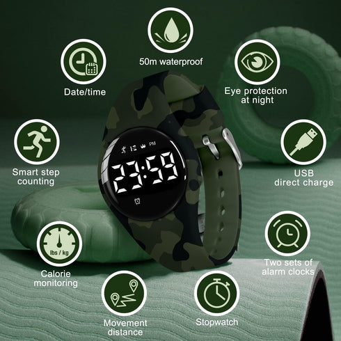 NN BEN NEVIS Kids Watch, Digital Watch for Boys Girls, Sport Watch with Fitness Tracker, Alarm Clock, Stopwatch, No App and Waterproof, Watch for ...