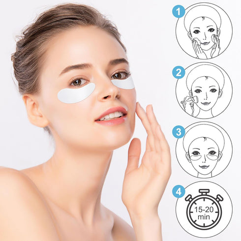 Under Eye Patches 4 Pairs, Silicone Reusable Eye Patches, Under Eye Mask for Skin Care Effect to Reduce Wrinkles and Fine Lines, Tin Case...