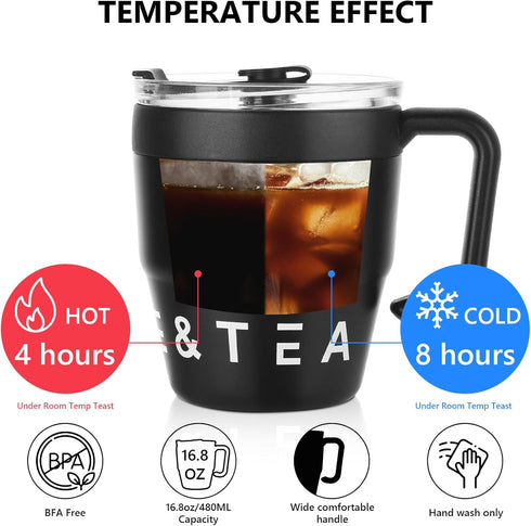 Bincoo 480ML Stainless Steel Coffee Mug with Straw-Pour Over Coffee Maker Set with Collapsible Coffee Dripper Thermal Coffee Mug for Home Office (...