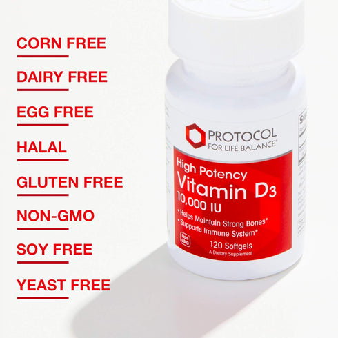 Protocol Vitamin D3 10,000 IU - Bone & Immune Support* - Dietary Supplement for Immunity & Bone Mineralization* - Extra Virgin Olive Oil - Non-GMO...
