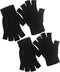 2 Pair Half Finger Gloves Winter Knit Touchscreen Warm Stretchy Mittens Fingerless Gloves in Common Size for Men and Women,black...