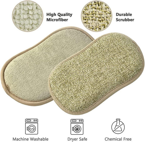 Durable Scrub Scouring Sponge, Non-Scratch Microfiber Multi Surface Scrub and Wipe Sponges, Effortless Cleaning of Dishes, Pots and Pans, 6 Pack, ...