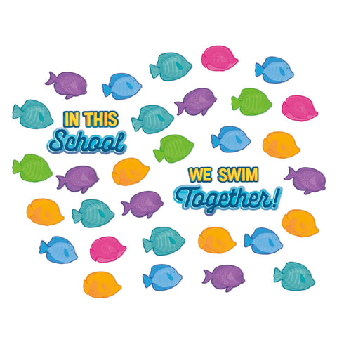 Eureka Seas The Day We Swim Together Mini Bulletin Board Set and Classroom Decorations for Teachers, 36 Pieces...