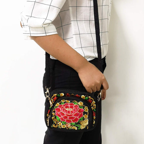 Honbay Yunnan Ethnic Style Handmade Embroidered Crossbody Bag Mini Canvas Shoulder Bag for Women and Girls...