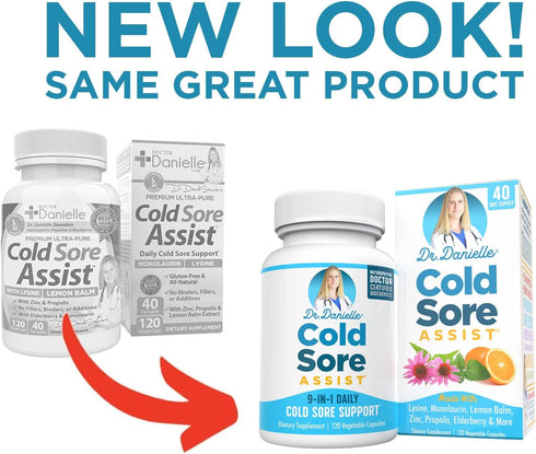 Best Cold Sore Supplement with Lysine and Lemon Balm - Dr. Danielle Cold Sore Assist - 120 Capsules...