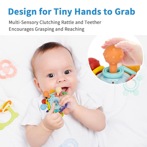 Accevo Baby Teething Toys Silicone Baby Teether Toys for 6-12 Months Chew Toys for Sucking Needs, Baby Teether for Soothing Sore Gum Montessori To...