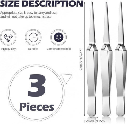 3 Pieces Reverse Tweezers Locking Tweezers for Crafting Cross Locking Electronics Tweezers Reverse Action Forceps Reverse Tension Tweezers Stainle...