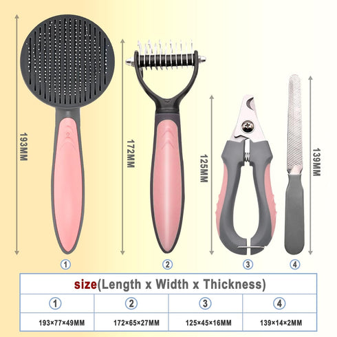 Pet Deshedding Brush Set, Undercoat Rake for Dogs & Cats - Double Sided Brush for Shedding and Dematting Comb Grooming Tool kit - Nail Clippers & ...