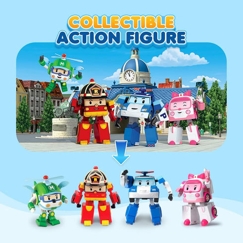 Robocar Poli Amber Transforming Robot, 4" Transformable Action Toy Figure Vehicles Gift Guide for Kids, Emergency Vehicle Playset, Holiday Birthda...