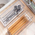 Large Transparent Flatware Tray Kitchen Drawer Organizer With Lid and Drainer - Plastic Kitchen Cutlery Tray and Utensil Storage Container with Co...