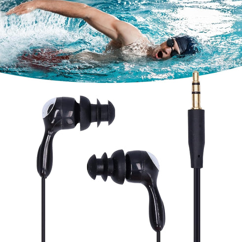 PUSOKEI Short Cord Waterproof Headphone, IP68 Waterproof Shortline in-Ear Tree Earplugs Waterproof Earphone Suitable Fit for Swimming Surfing Runn...