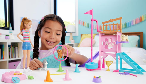 Barbie and Stacie to The Rescue Doll & Playset, Puppy Obstacle Course with Doll, 3 Dog Figures & 18 Accessories...