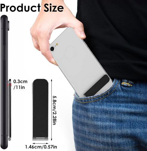 Ultra-Thin Cell Phone Holder, Adjustable Mini Alloy Phone Kickstand Portable Foldable Phone Stand Adjustable Angle for Mobile Phone Tablet Univers...