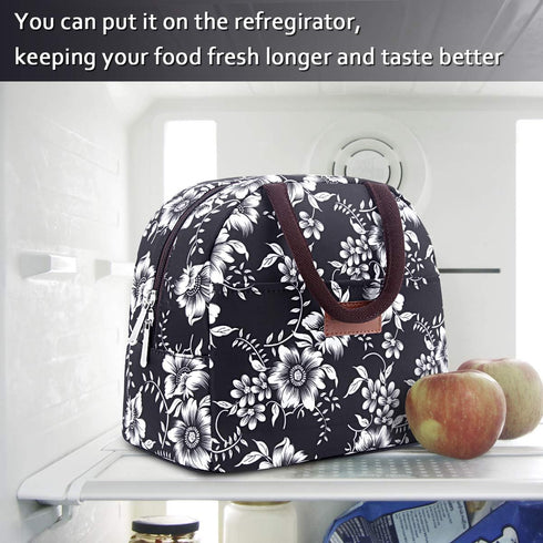 BALORAY Lunch Bag for Women Men Insulated Lunch Box for Adult Reusable Lunch Tote Bag for Work, Picnic or Travel (White Flower)...