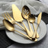 Berglander Stainless Steel Titanium Plated Flatware Serving Set, 6 Pieces, 5 Serving Sets of 45 Pieces Flatware With 1 Cake Server, Shiny Golden S...
