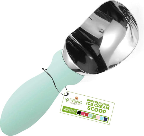 Spring Chef Stainless Steel Ice Cream Scoop - Dishwasher Safe Metal Ice Cream Scooper, Heavy Duty Kitchen Tool with Soft Grip Anti-Freeze Handle, ...