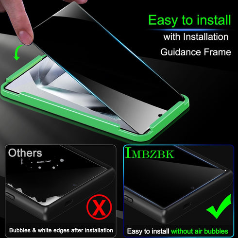 IMBZBK 3 Pack Privacy Screen Protector for Samsung Galaxy S24 Ultra Tempered Glass 3 Pack Camera Lens Protector Accessories Anti Spy Case Friendly...