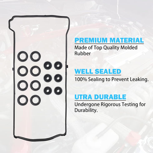 Valve Cover Gasket Set - Compatible with 2.0L 2.3L 2.4L 2002-2015 Honda Accord, Civic, CR-V, Element, Crosstour, Acura CSX, ILX, RDX, RSX, TSX - R...