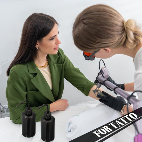 9 Pcs 250 ml Tattoo Wash Bottle Water Squirt Bottle Lab Squeeze Bottles Lash Water Bottle with Narrow Mouth Scale Labels Safety Rinse Bottle for E...