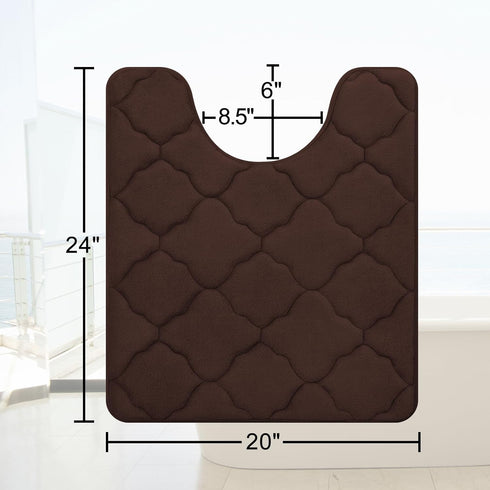 OLANLY Memory Foam Toilet Rugs U-Shaped 24x20, Ultra Soft and Absorbent Bathroom Rugs, Non-Slip Thick Toilet Bath Mat, Machine Wash Dry, Contour B...