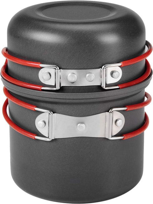 Bulin Camping Cookware Mess Kit, Nonstick Backpacking Cooking Set, Outdoor Cook Gear for Family Hiking, Picnic, Black, 3PC...