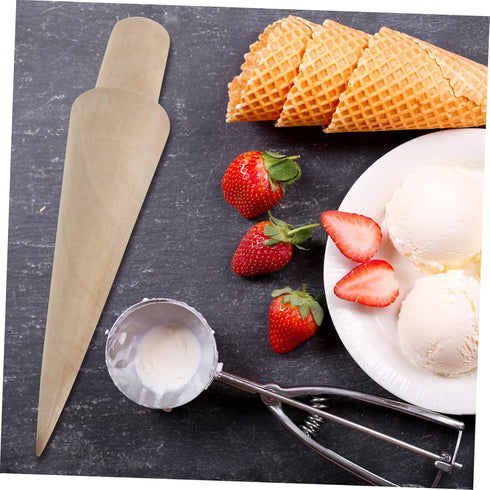 ABOOFAN 4 pcs Krumkake Waffle Cones Shape Cream Maker Shop Kitchen Craft Molds Home Baking Wood DIY Mold Cake Croissant Portable Er Cone Pastry fo...
