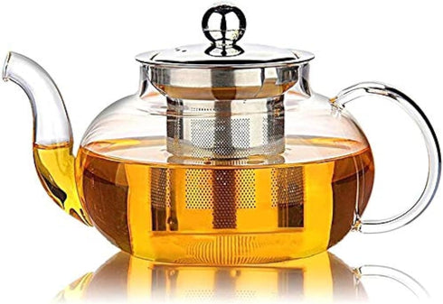 Glass Teapot with Stainless Steel Infuser & Lid, StoveTop Safe, 27 Ounce / 800 ml...