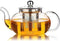 Glass Teapot with Stainless Steel Infuser & Lid, StoveTop Safe, 27 Ounce / 800 ml...