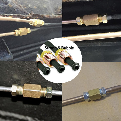 MuHize 3/16 Brake Lines - PVF Coated Brake Line with fittings, Brake Line Tubings with Bubble Flared Ends and Unions,10 Inches Inverted Bubble Fla...